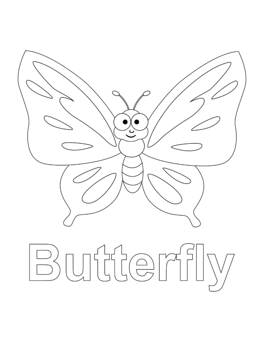Butterfly Cute Cartoon Preschool Kids Coloring Pages Pdf Free Vectors